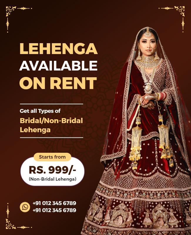Elegant Bridal Lehenga Rental Advertisement Poster Template
