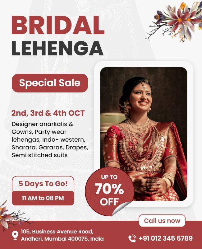 Elegant Bridal Lehenga Special Sale Announcement Poster Template