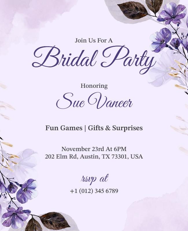 Elegant Bridal Party Invitation Flyer Template