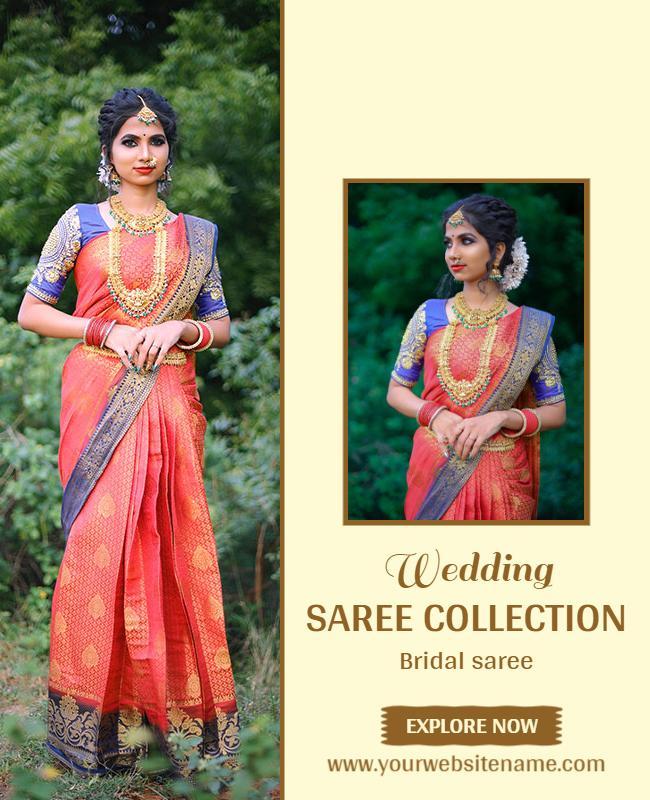 Elegant Bridal Saree Collection for Wedding Poster Template