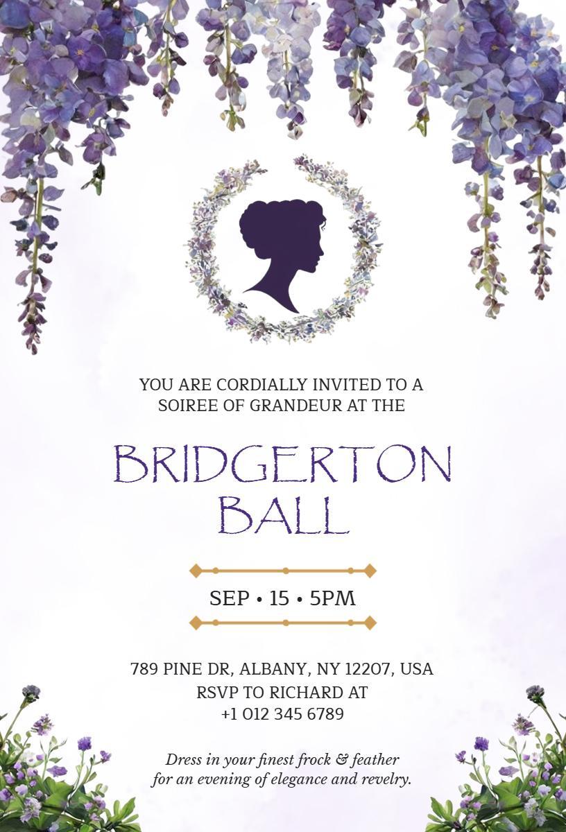 Elegant Bridgeton Ball Soiree Extravagance Invitation Template