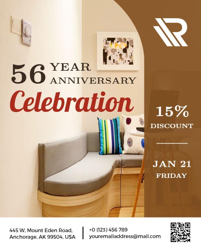 Elegant Brown 56 Year Anniversary Celebration Poster Template