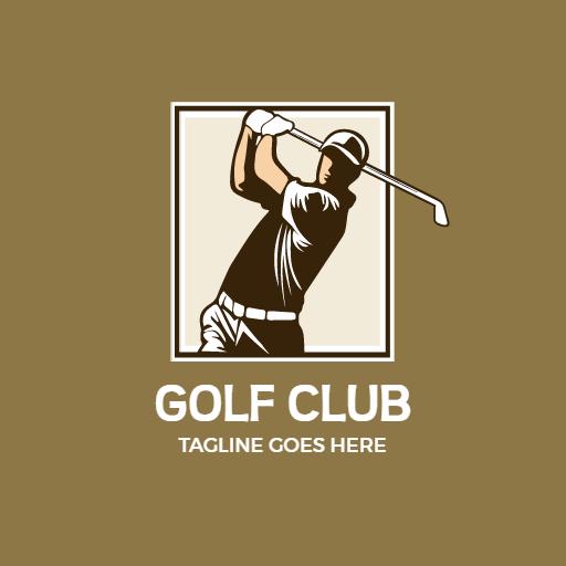 Elegant Brown and Beige Golf Player Swinging Club Logo Template