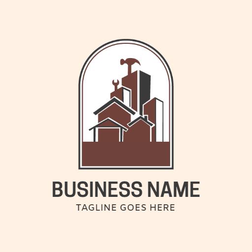 Elegant Brown and Beige Homebuilder Design with Tools Logo Template