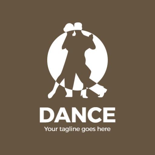 Elegant Brown and Cream Dance Movement Silhouette Logo Template