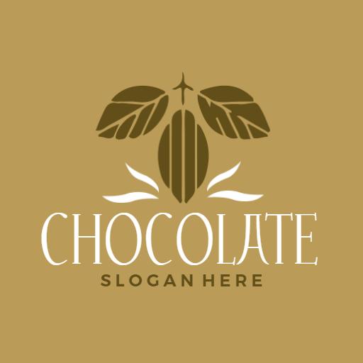 Elegant Brown and Gold Chocolate Design with Leaves Logo Template