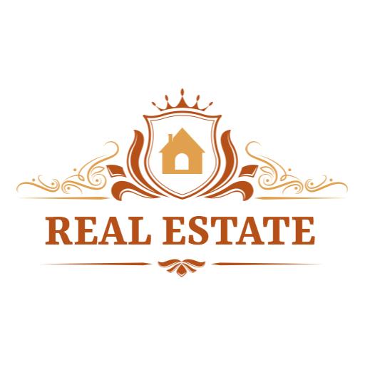 Elegant Brown and Gold Real Estate Design Featuring Home Logo Template
