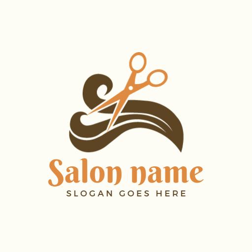 Elegant Brown and Orange Hair Design for a Salon Logo Template