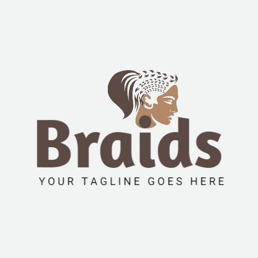 Elegant Brown and Tan Braids With Woman's Silhouette Logo Template