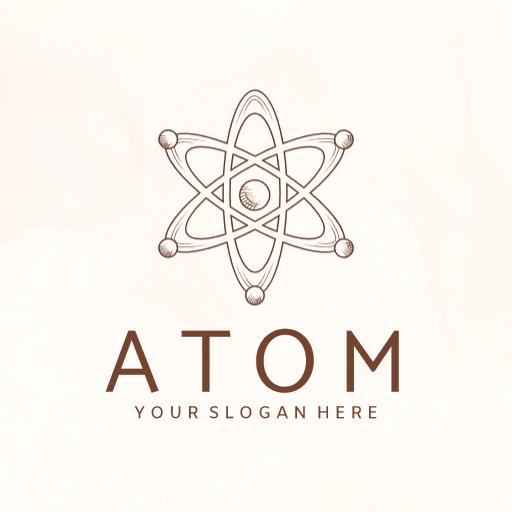 Elegant Brown Atom Design Representing Science and Technology Logo Template