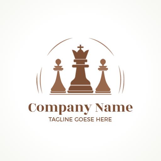 Elegant Brown Chess Pieces Representing Strategy and Intelligence Logo Template
