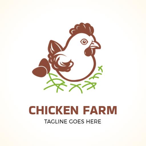 Elegant Brown Chicken Nesting in a Farm Scene Logo Template