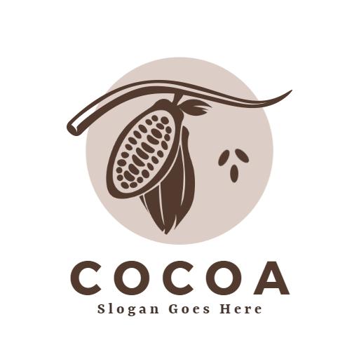 Elegant Brown Cocoa Pod Design for Gourmet Chocolate Logo Template