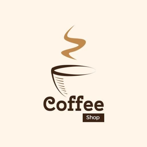 Elegant Brown Coffee Cup with Steam Design for Coffee Logo Template