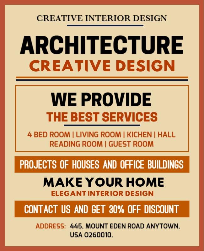 Elegant Brown Creative Interior Design Services Poster Template