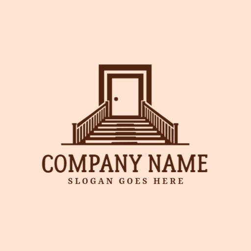 Elegant Brown Deck Design Featuring Stylish Stairs Logo Template