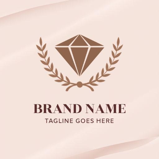 Elegant Brown Diamond with Laural Elements Logo Template