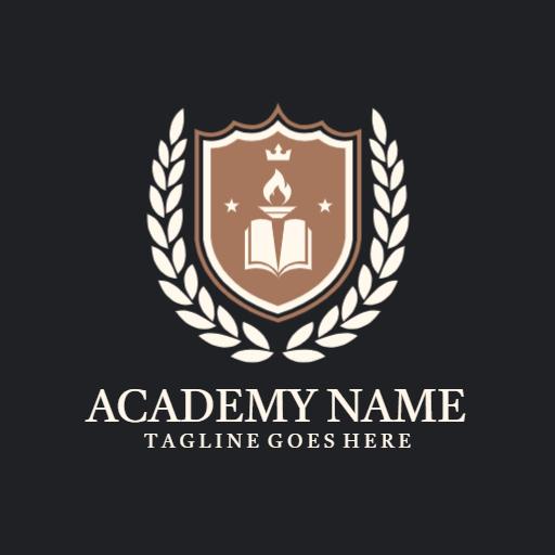Elegant Brown Emblem Design Showcasing Academy Excellence Logo Template