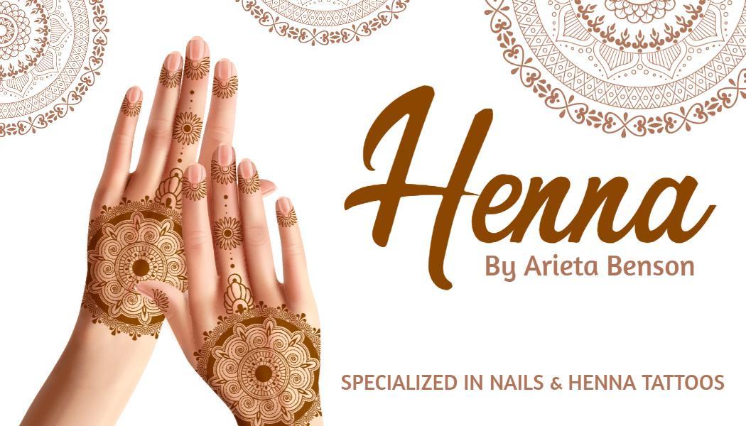 Elegant Brown Henna Art Nails Visiting Card Template