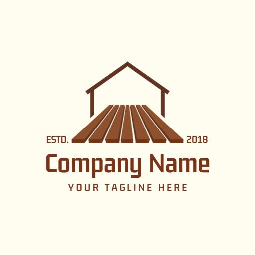 Elegant Brown House with Deck and Professional Branding Logo Template