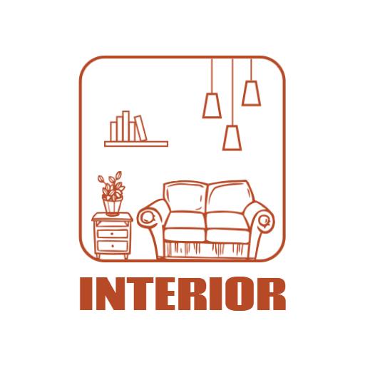 Elegant Brown Interior Design Featuring Cozy Furniture Sketch Logo Template