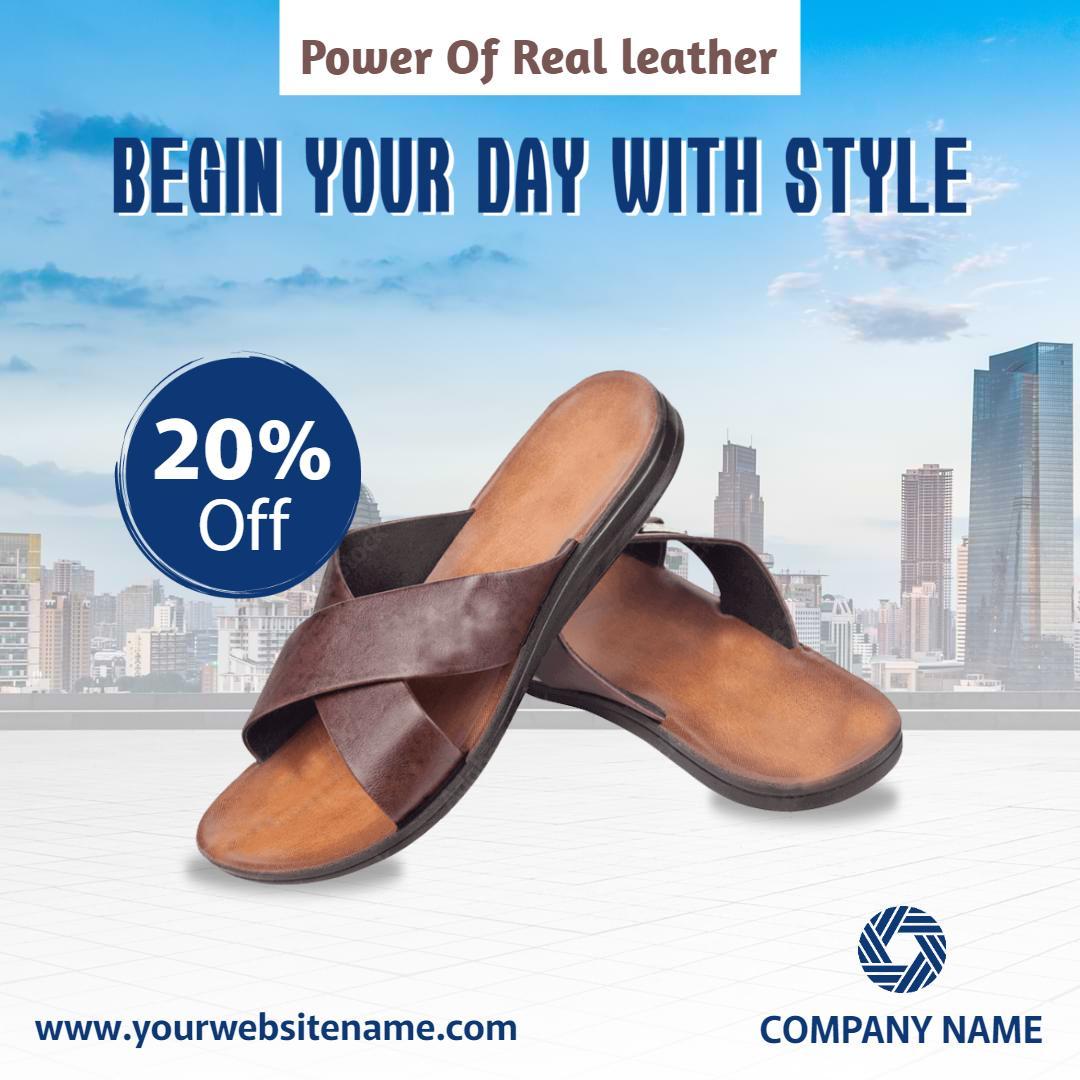 Elegant Brown Leather Sandals with Discount Offer Ad Template