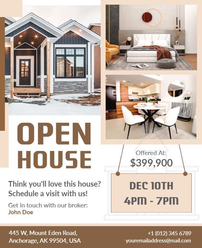 Elegant Brown Open House Flyer Template
