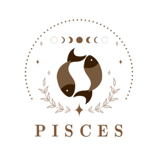 Elegant Brown Pisces Design with Celestial Elements Logo Template