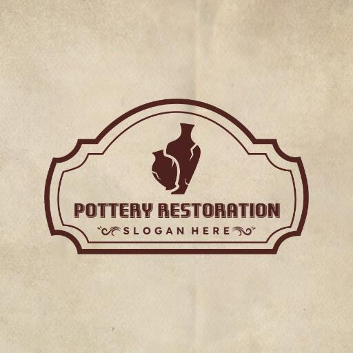 Elegant Brown Pottery Design for Restoration Services Logo Template