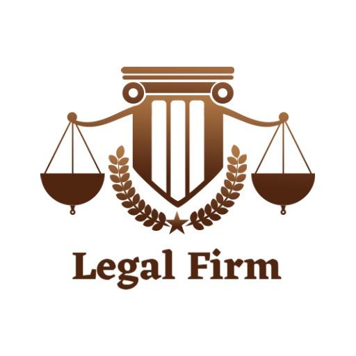 Elegant Brown Scales and Pillar Representing Law Firm Logo Template