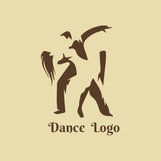 Elegant Brown Silhouettes of Dancers Celebrating Dance Logo Template