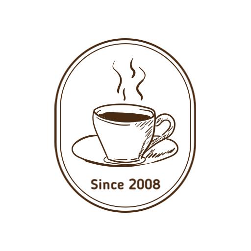 Elegant Brown Sketch of Coffee Cup Design for Cafe Logo Template