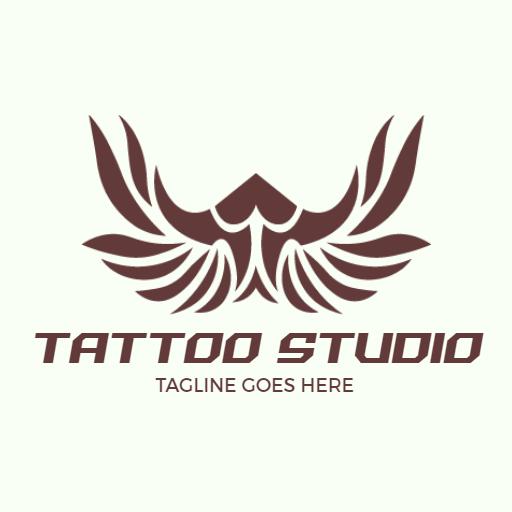 Elegant Brown Wing Design Showcasing Tattoo Studio Logo Template
