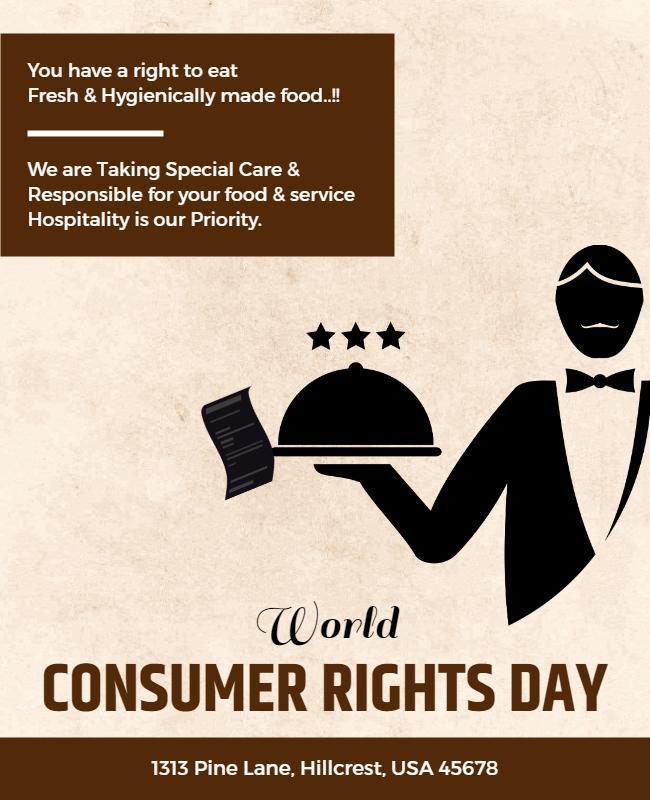 Elegant Brown World Consumer Rights Day Awareness Poster Template