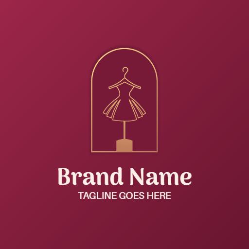 Elegant Burgundy and Gold Fashion Display Logo Template