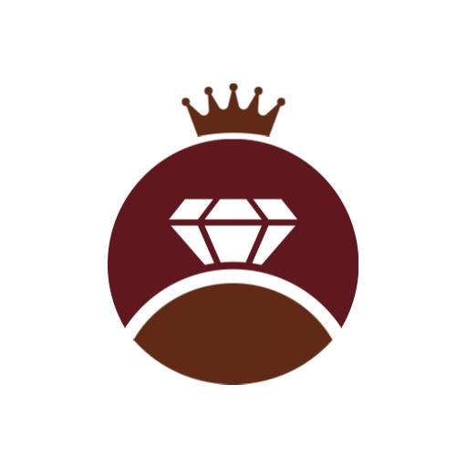 Elegant Burgundy and White Diamond Emblem with Crown Logo Template