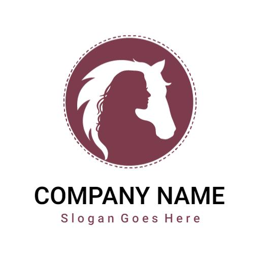 Elegant Burgundy Horse Silhouette Design for Equestrian Logo Template