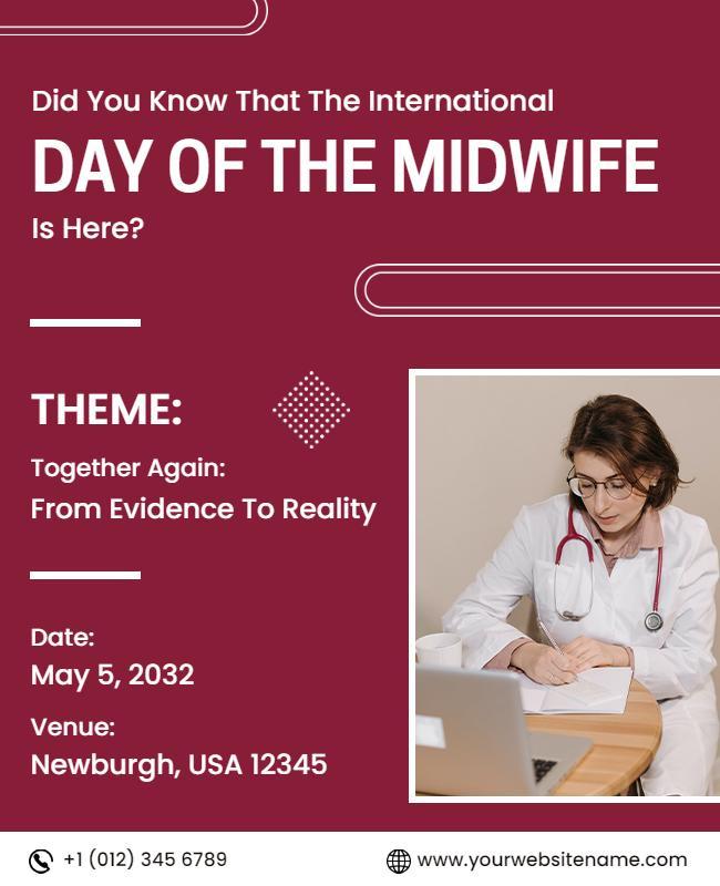 Elegant Burgundy International Day of the Midwife Poster Template