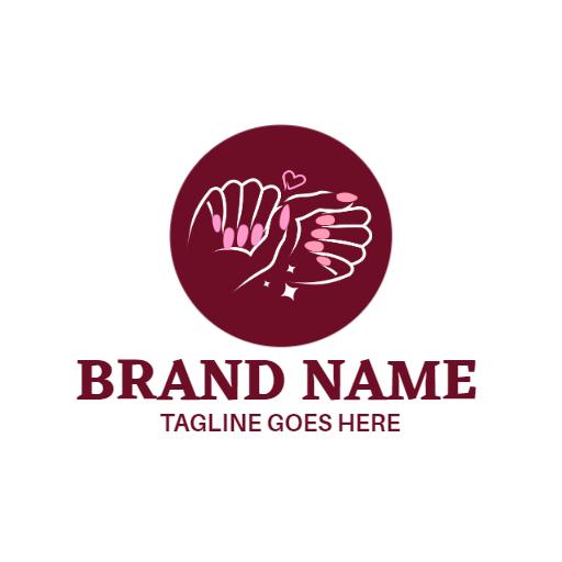 Elegant Burgundy Nail Art Design Showcasing Glamorous Styles Logo Template