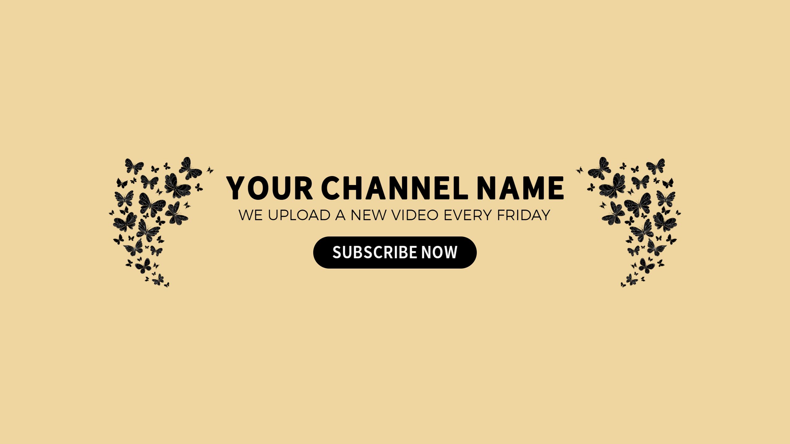 Elegant Butterfly Designs on Soft Beige YouTube Banner Template