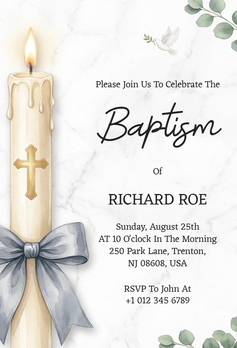 Elegant Candlelight Baptism Celebration Invitation Template