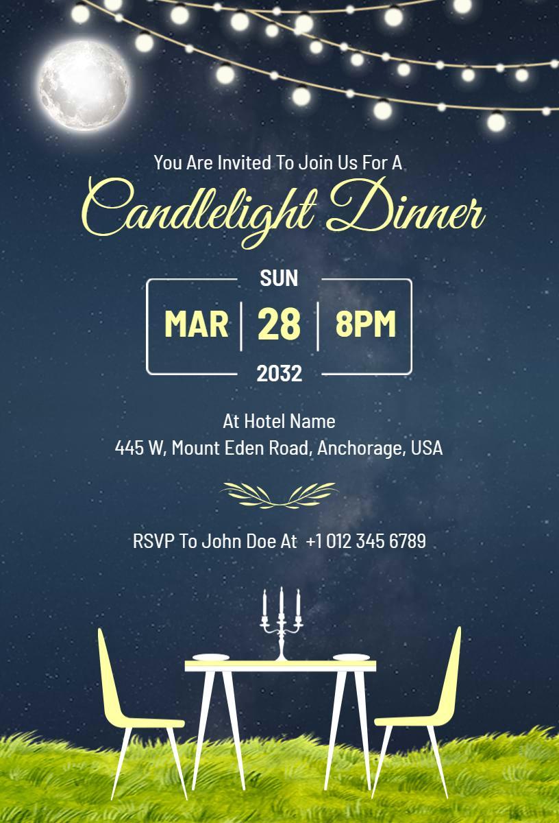 Elegant Candlelight Dinner Evening Gathering Invitation Template