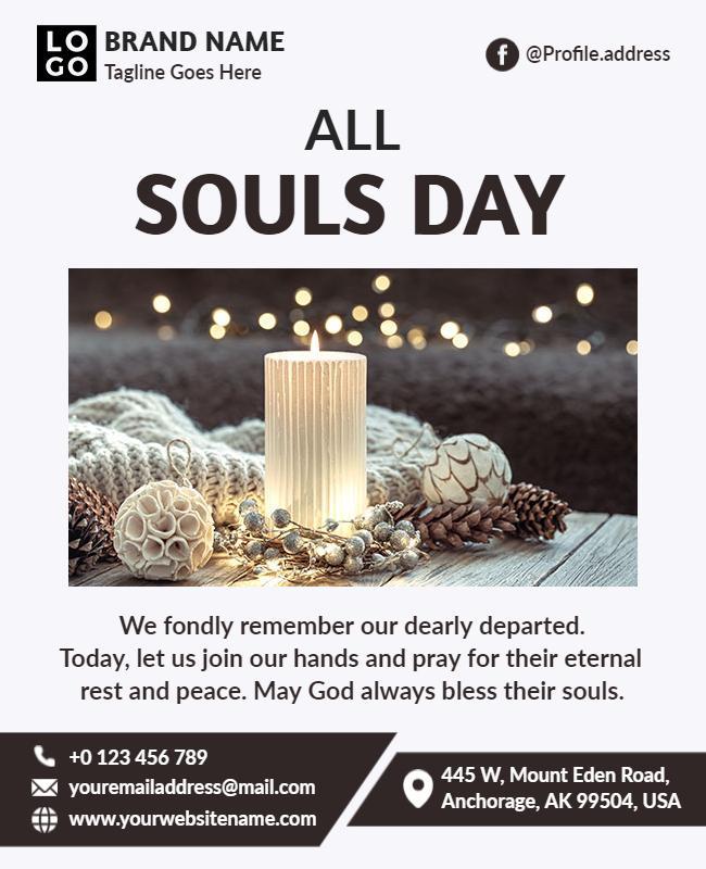 Elegant Candlelit All Souls Day Remembrance Poster Template