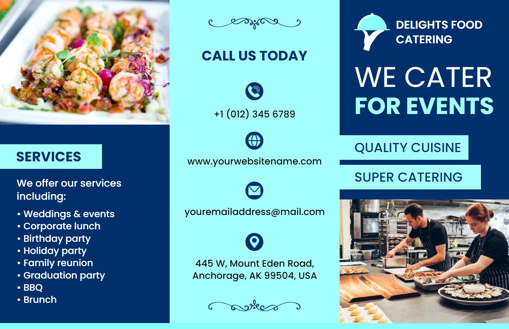 Elegant Catering Services Event Menu and Service Brochure Template