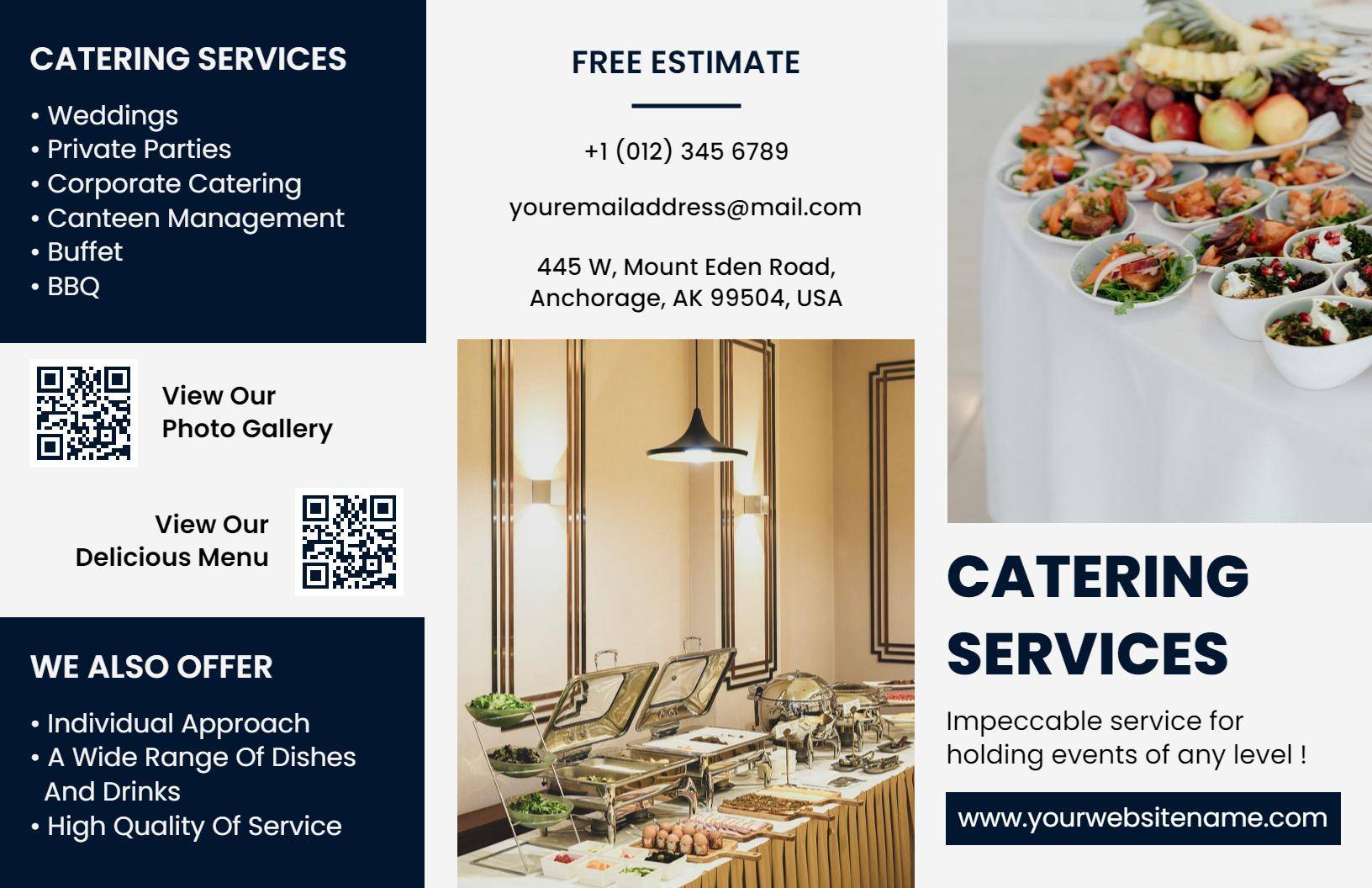 Elegant Catering Services Menu and Event Planning Brochure Template