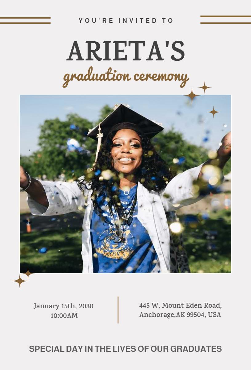 Elegant Celebration Photo Graduation Ceremony Invitation Template