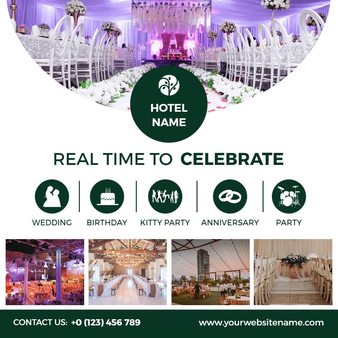 Elegant Celebration Venue for Weddings and Parties Ad Template