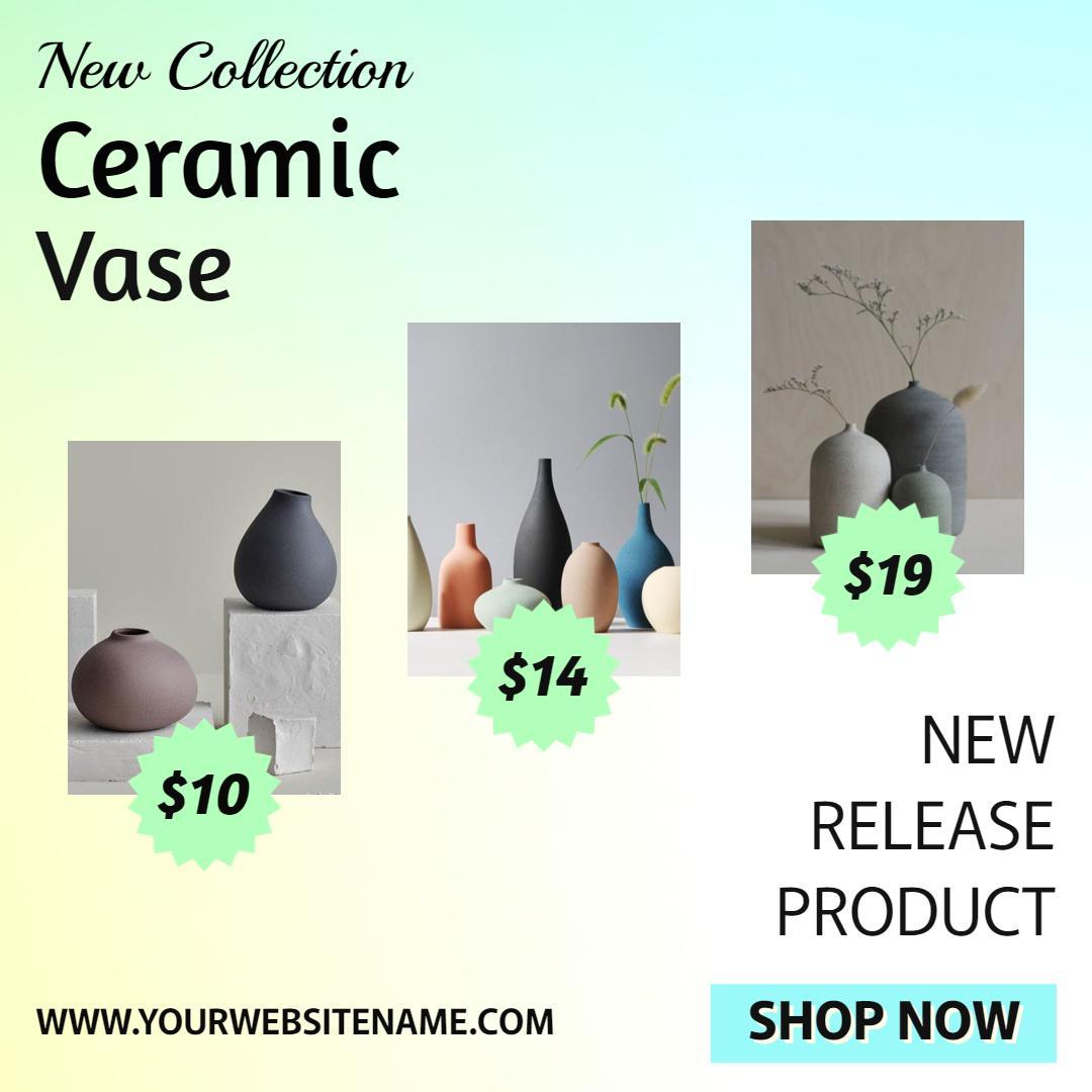 Elegant Ceramic Vase Collection Promotion Ad Template