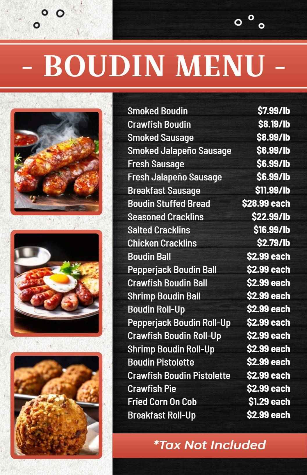 Elegant Chalk Texture for Traditional Boudin Food Menu Template