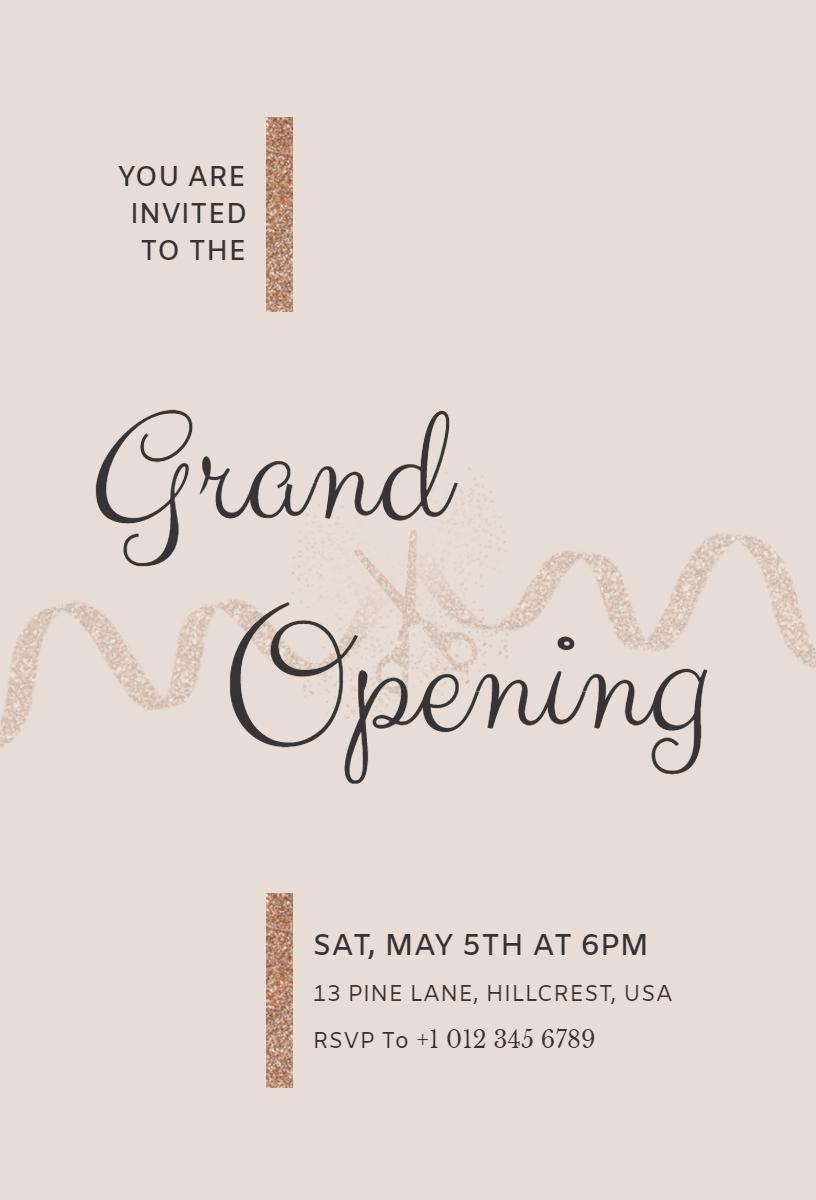 Elegant Chic Grand Opening Celebration Invitation Template